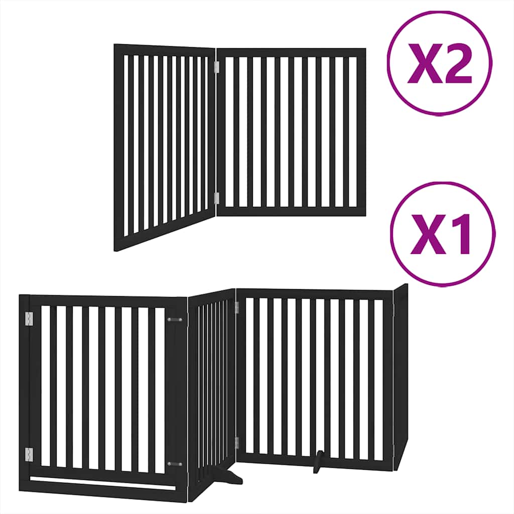 Vidaxx barrière pour chien pliable 8 panneaux 640 cm bois de peuplier noir