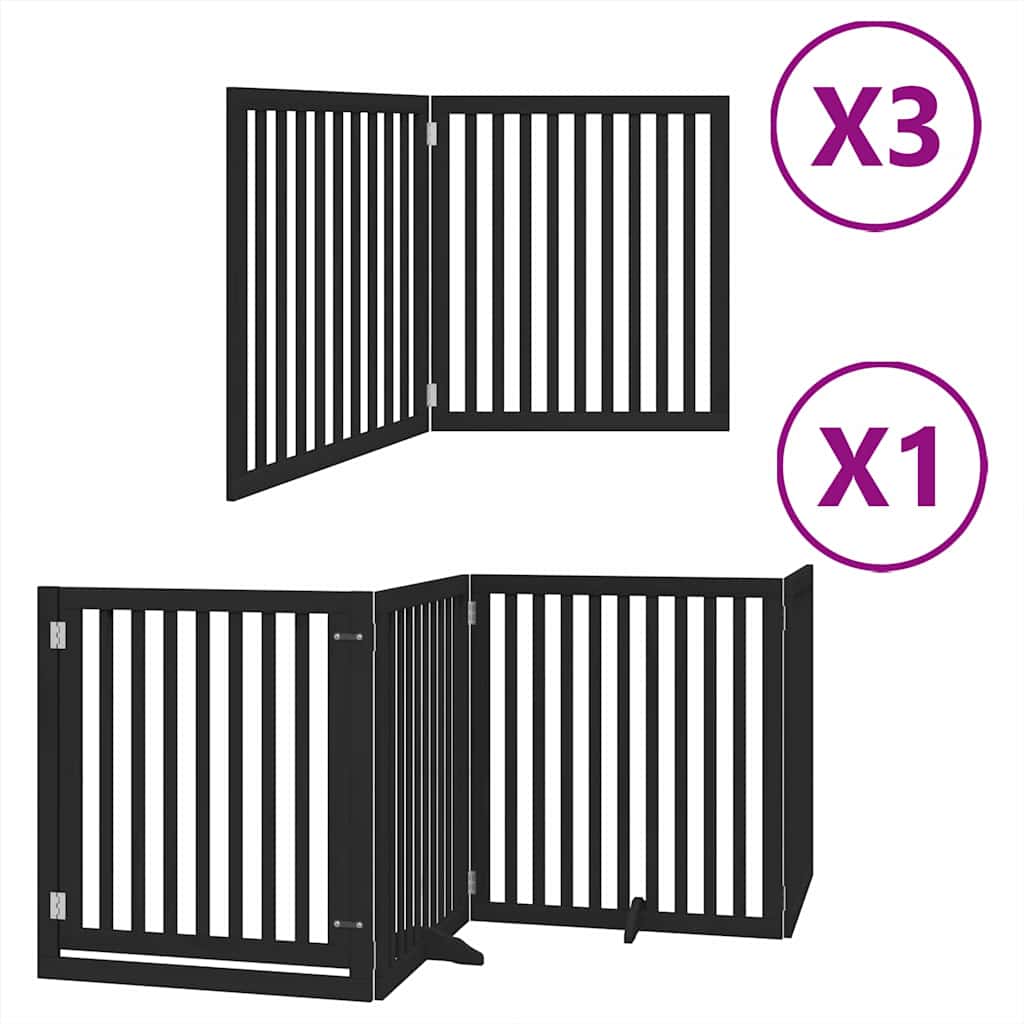 Vidaxl barrière pour chien pliable 10 panneaux 800 cm bois de peuplier noir
