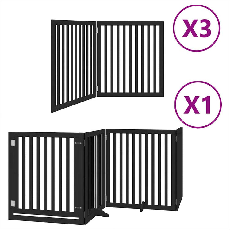 Vidaxl barrière pour chien pliable 10 panneaux 800 cm bois de peuplier noir