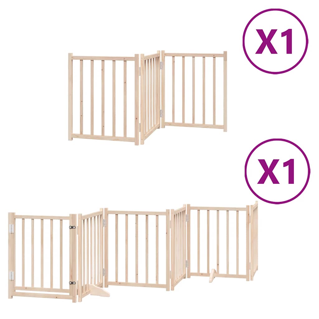 Vidaxx barrière pour chien pliable avec porte 9 panneaux 450 cm bois de peuplier