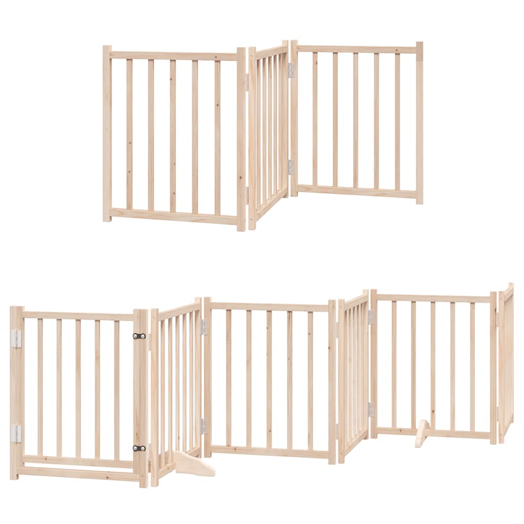 Vidaxx barrière pour chien pliable avec porte 9 panneaux 450 cm bois de peuplier