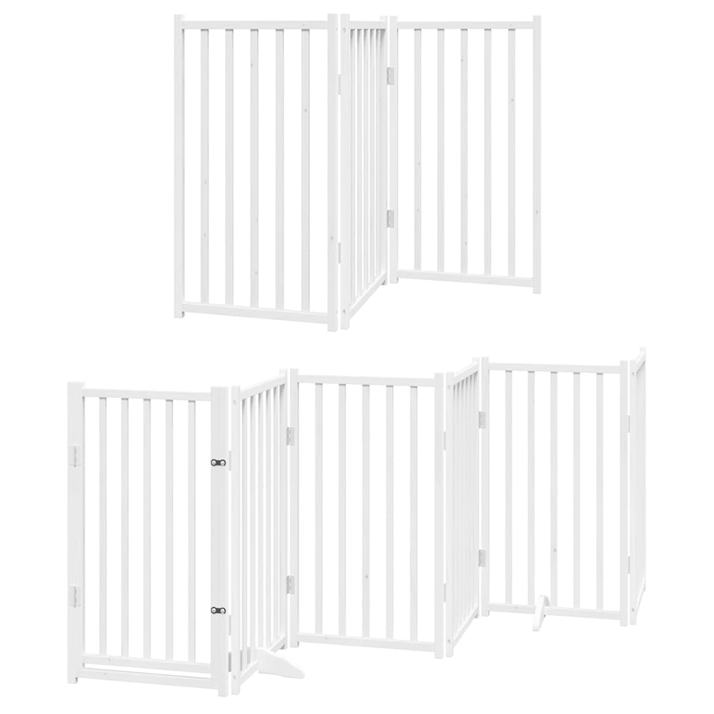 Vidaxx barrière pour chien pliable avec porte 9 panneaux 450 cm bois de peuplier blanc