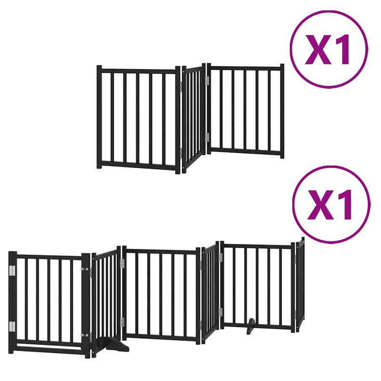 Vidaxx barrière pour chien pliable 9 panneaux 450 cm bois de peuplier noir