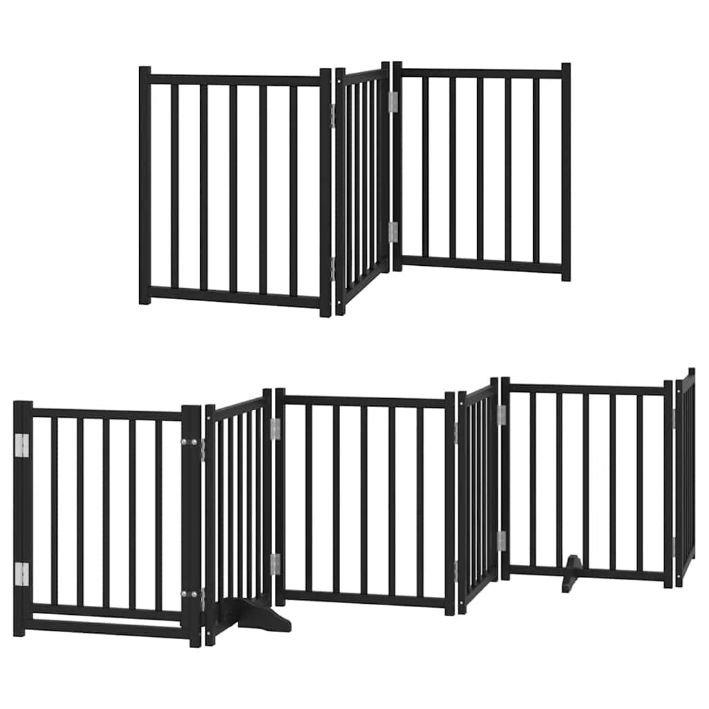 Vidaxx barrière pour chien pliable 9 panneaux 450 cm bois de peuplier noir