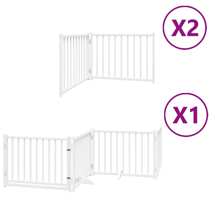 Vidaxx barrière pour chien pliable avec porte 8 panneaux 640 cm bois de peuplier blanc