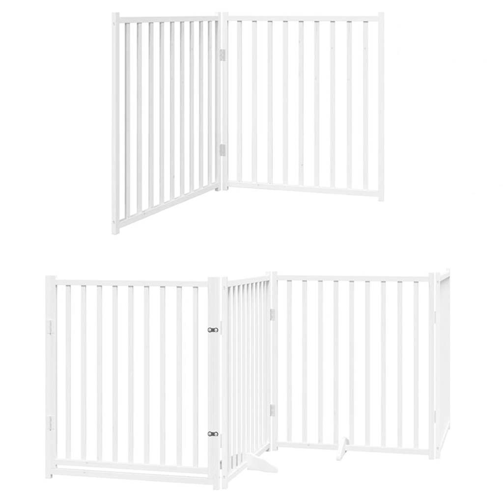 Vidaxx barrière pour chien pliable avec porte 6 panneaux 480 cm bois de peuplier blanc