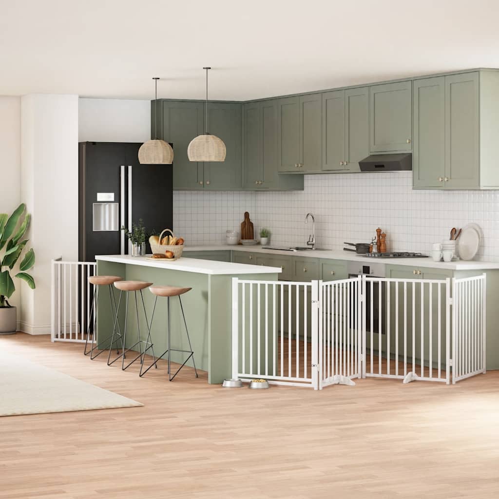 Vidaxx barrière pour chien pliable avec porte 6 panneaux 480 cm bois de peuplier blanc