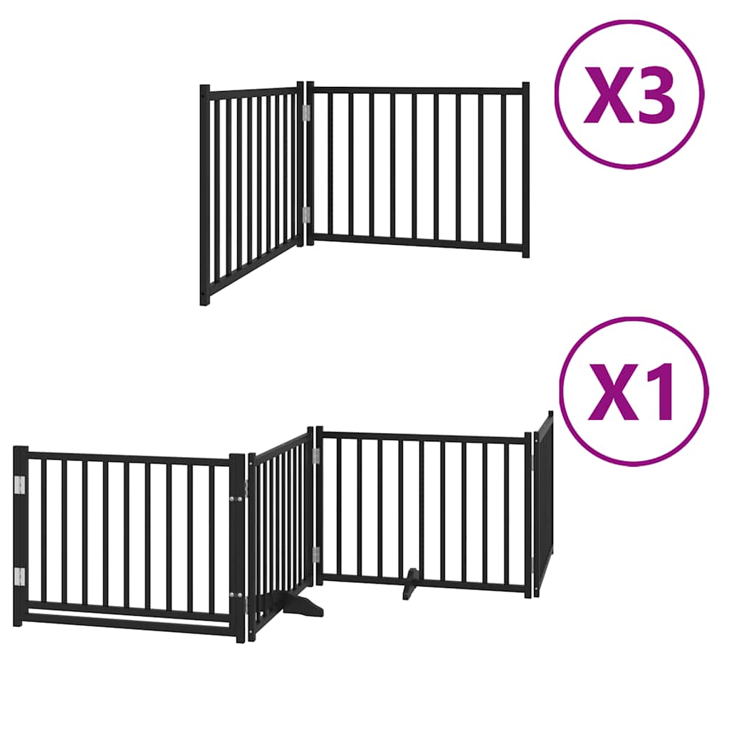 Vidaxl barrière pour chien pliable 10 panneaux 800 cm bois de peuplier noir