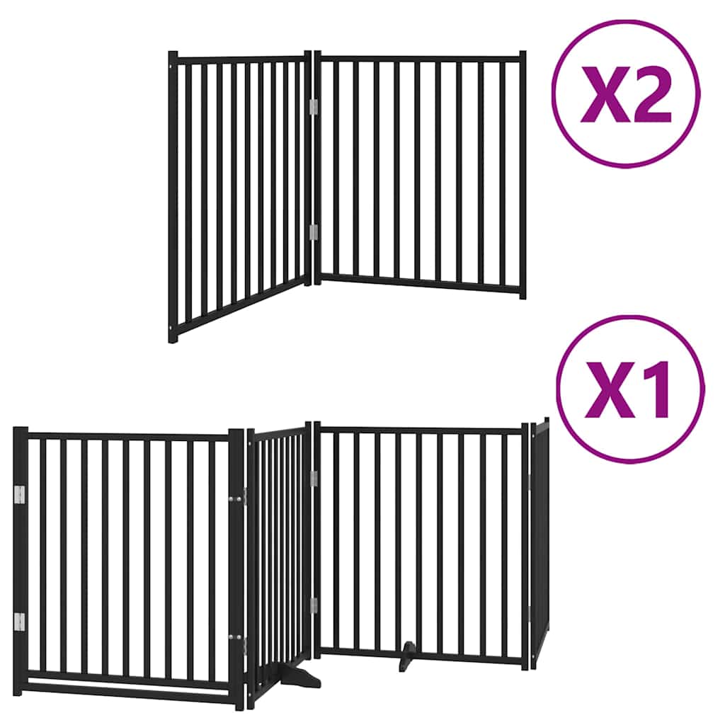 Vidaxx barrière pour chien pliable 8 panneaux 640 cm bois de peuplier noir