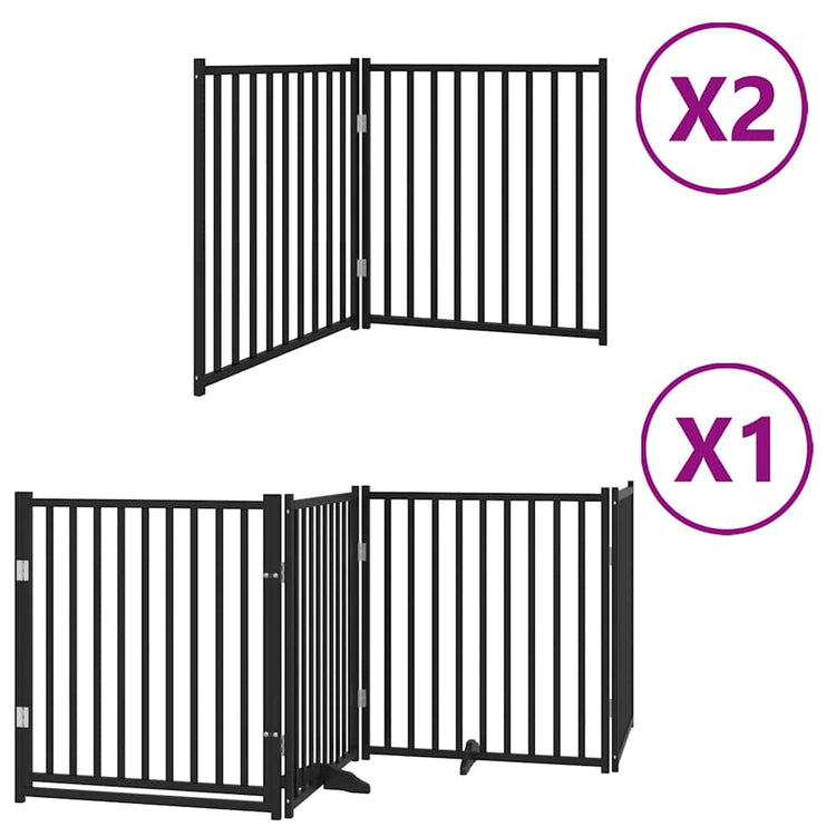 Vidaxx barrière pour chien pliable 8 panneaux 640 cm bois de peuplier noir