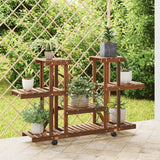 Norme de la plante Vidaxl avec roues 110x25x78 cm Vurenhout solide - afbeelding 1