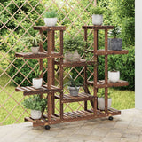 Norme de la plante Vidaxl avec roues 110x25x115 cm Vurenhout solide - afbeelding 1