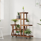 Norme de la plante Vidaxl avec roues 95x25x101 cm Vurenhout solide - afbeelding 3