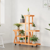 Norme de la plante Vidaxl avec roues 95x25x101 cm Vurenhout solide - afbeelding 3
