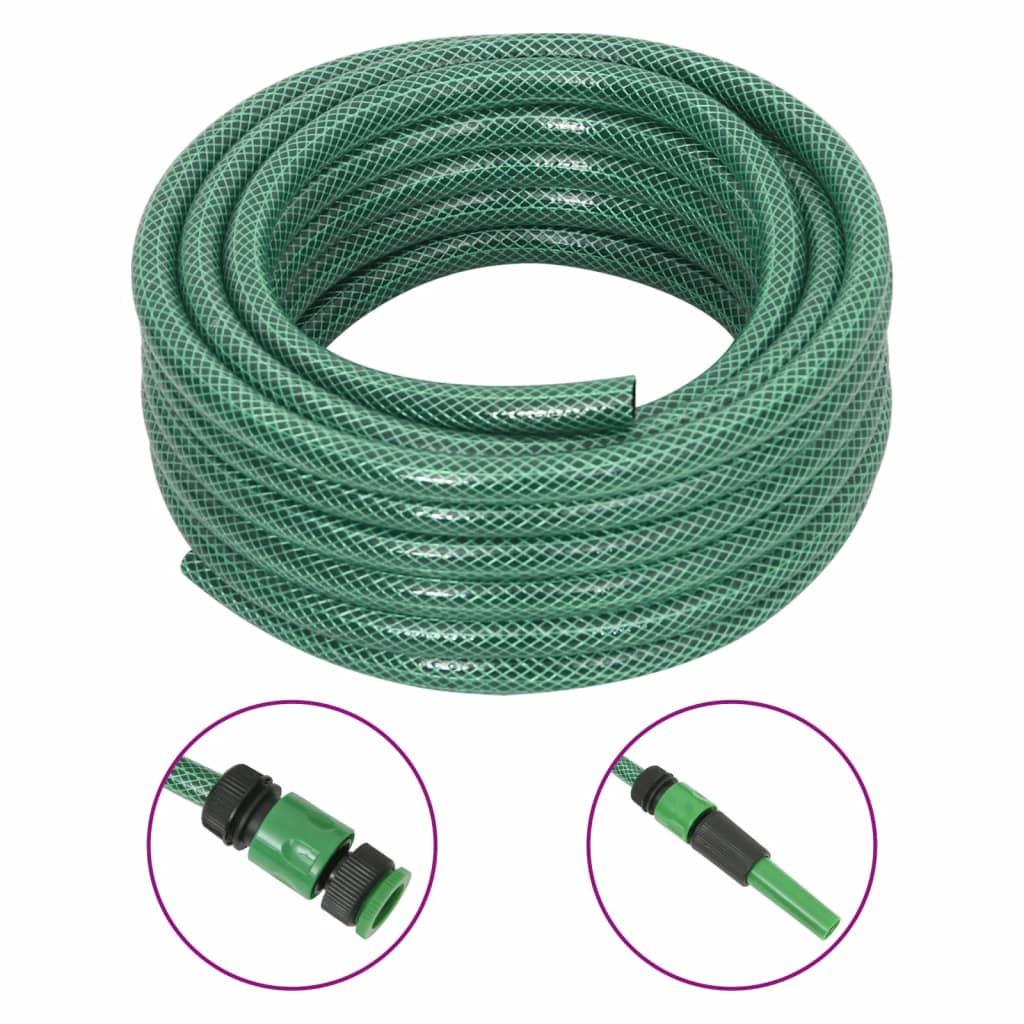 Vidaxl Garden tuyau avec embrayage 0,6 '' 30 m en PVC vert