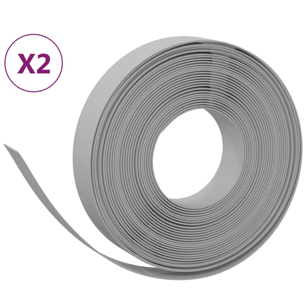 Vidaxl Garden Arêtes 2 PCS 10 m 10 cm Gray en polyéthylène
