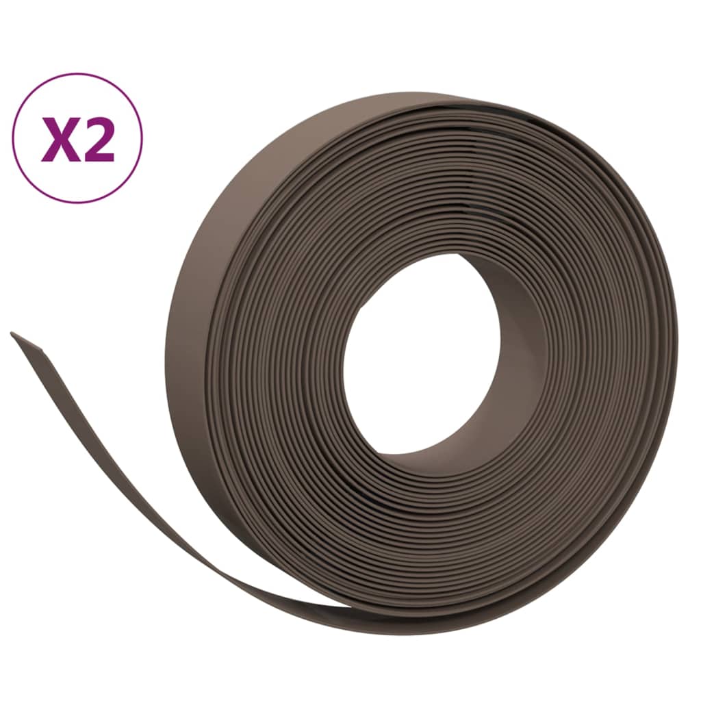 Vidaxl Garden Arêtes 2 PCS 10 m 10 cm en polyéthylène brun