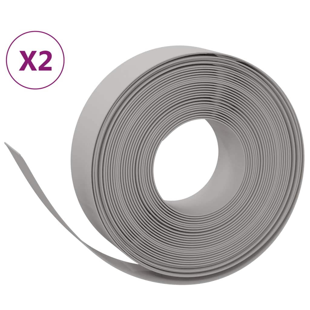 Vidaxl Garden Arêtes 2 PCS 10 m 15 cm Gray en polyéthylène