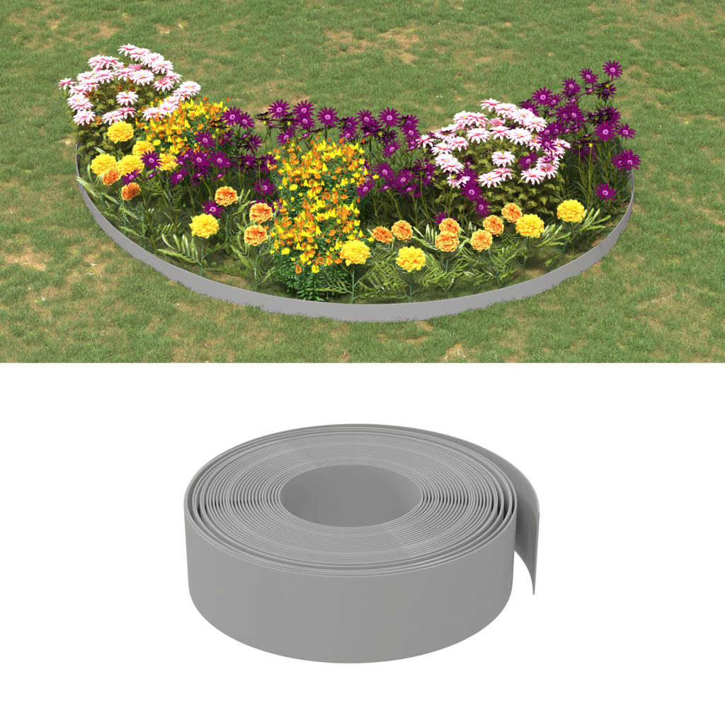 Vidaxl Garden Arêtes 2 PCS 10 m 15 cm Gray en polyéthylène