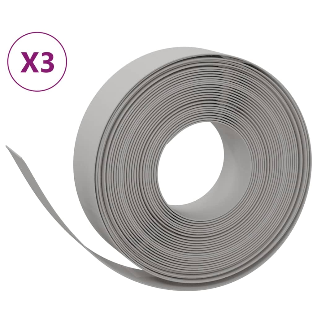 Vidaxl Garden Arêtes 3 ST 10 M 15 cm Gray en polyéthylène