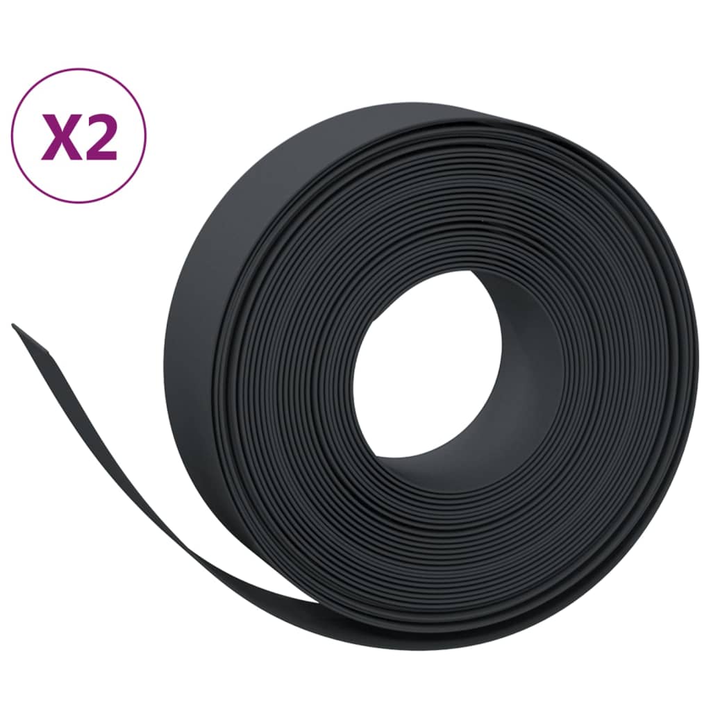 Vidaxl Garden Arêtes 2 PCS 10 m 15 cm en polyéthylène noir