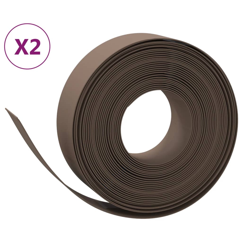 Vidaxl Garden Arêtes 2 PCS 10 m 15 cm Brown en polyéthylène