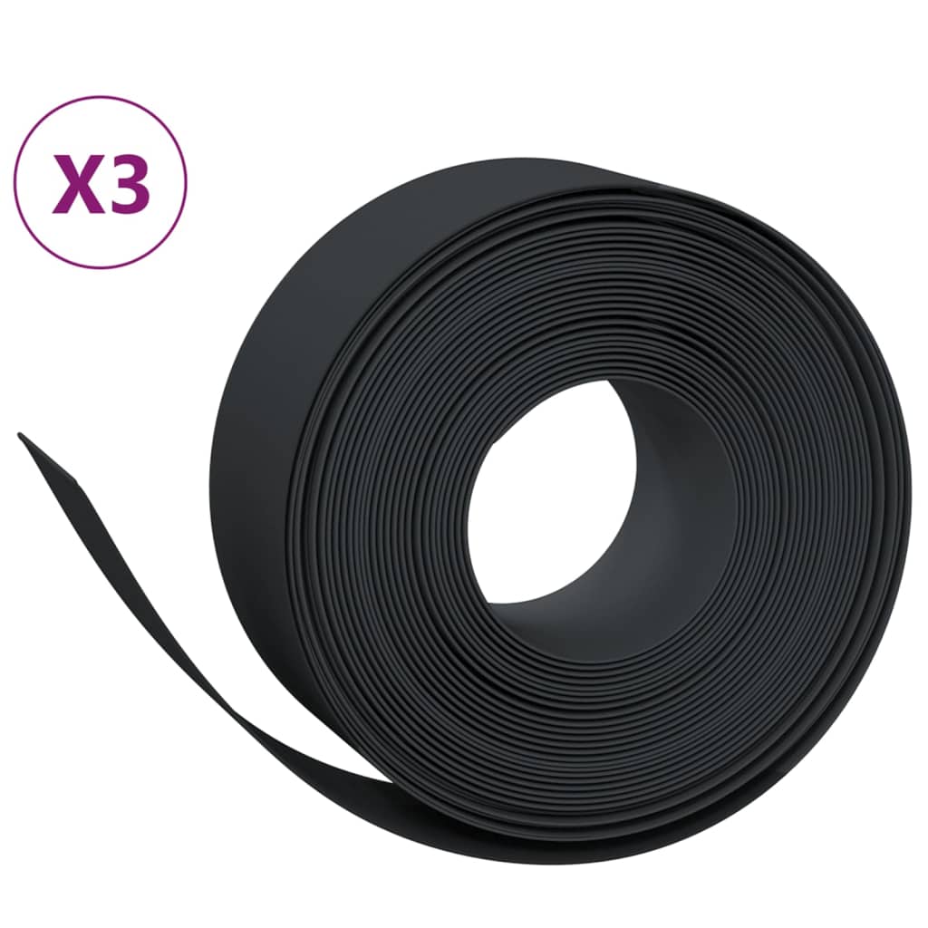 Vidaxl Garden Assemblées 3 st 10 m 20 cm en polyéthylène noir