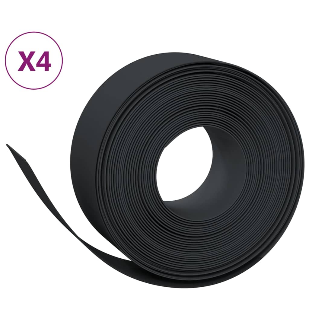 Vidaxl Garden Arêtes 4 ST 10 m 20 cm en polyéthylène noir