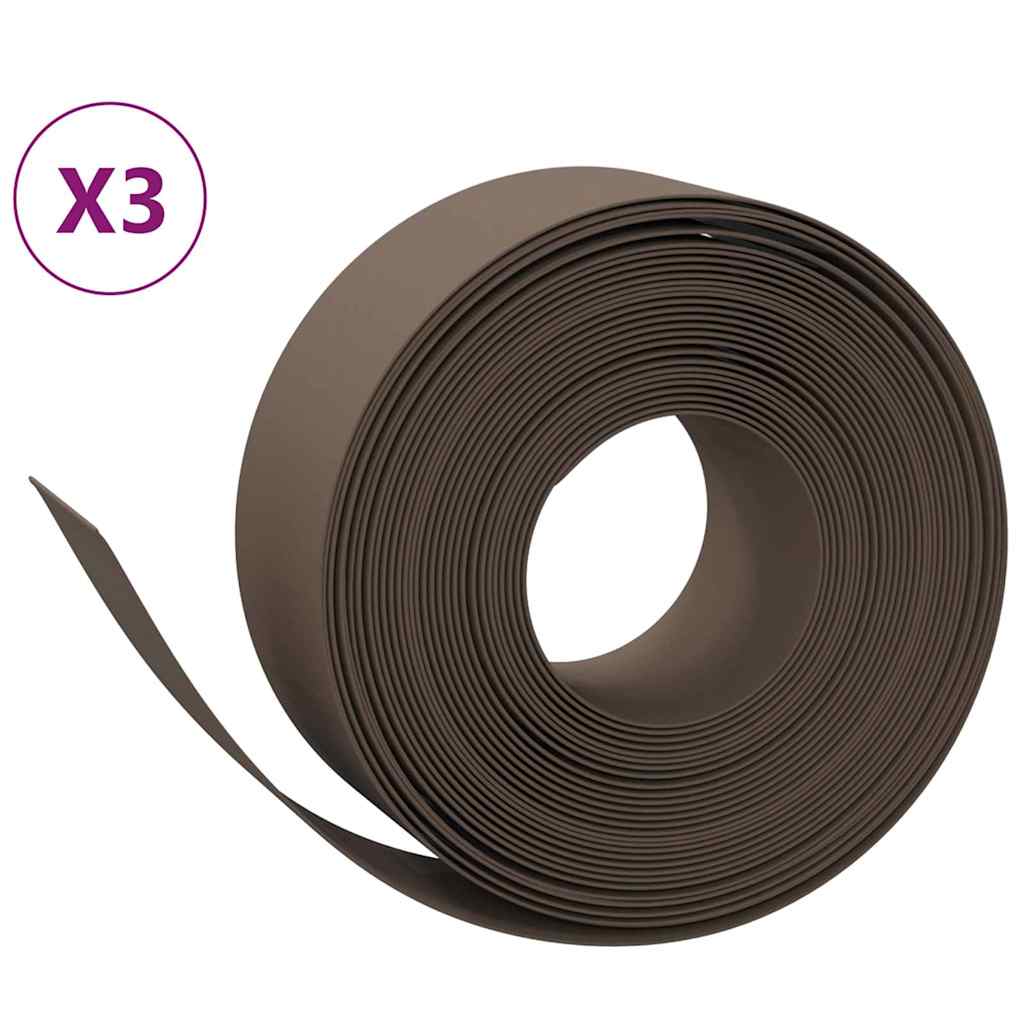 Vidaxl Garden Arêtes 3 ST 10 m 20 cm en polyéthylène brun