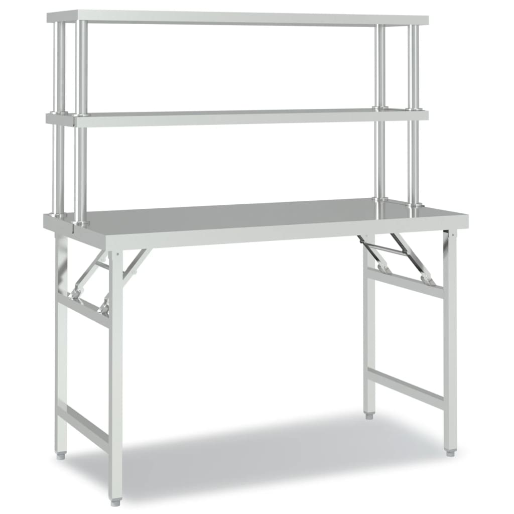 Table de travail de cuisine Vidaxl avec top 120x60x145 cm en acier inoxydable