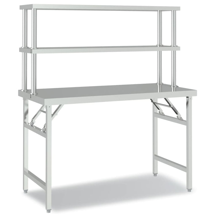 Table de travail de cuisine Vidaxl avec top 120x60x145 cm en acier inoxydable