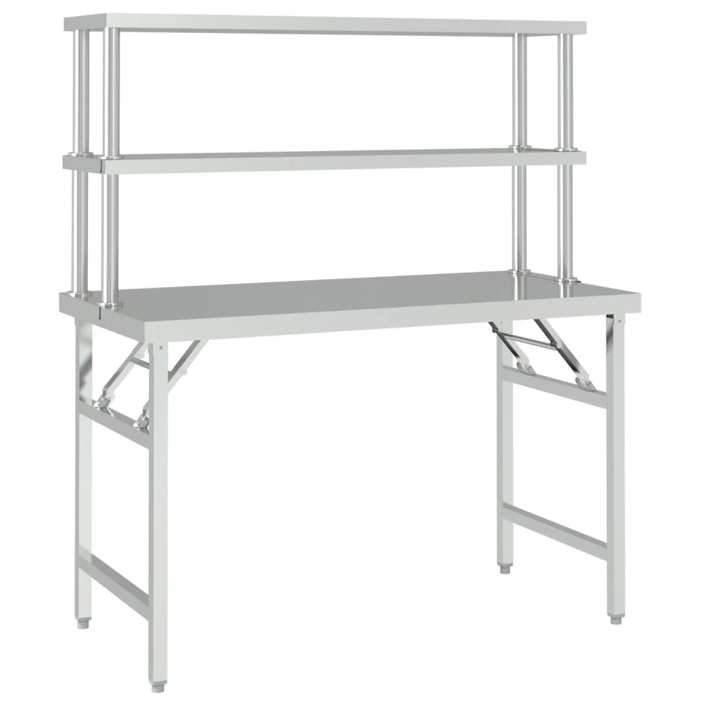 Table de travail de cuisine Vidaxl avec top 120x60x145 cm en acier inoxydable