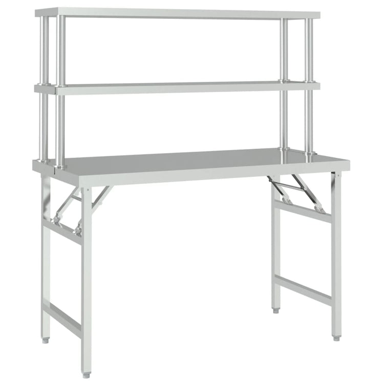 Table de travail de cuisine Vidaxl avec top 120x60x145 cm en acier inoxydable