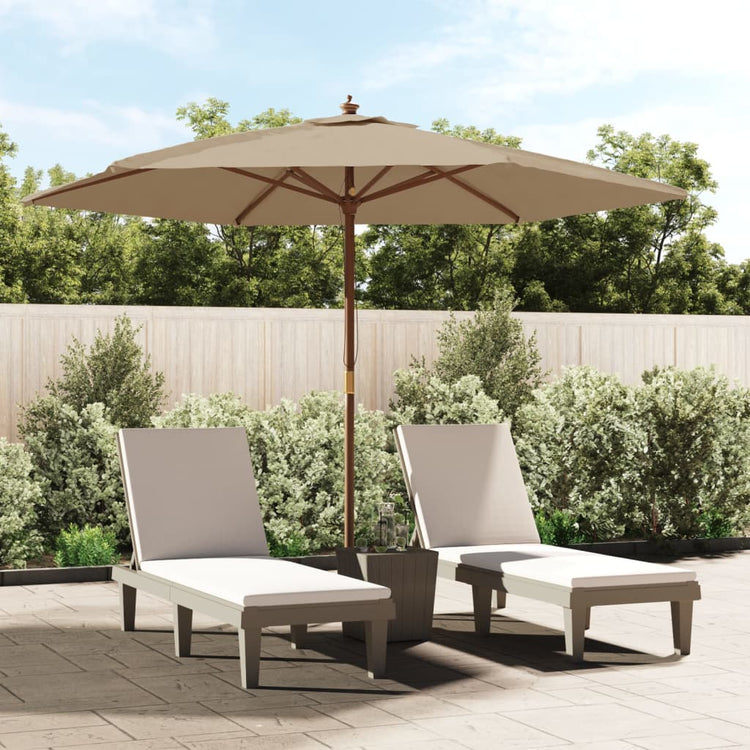 Vidaxl parasol avec poteau en bois 299x240 cm taupe