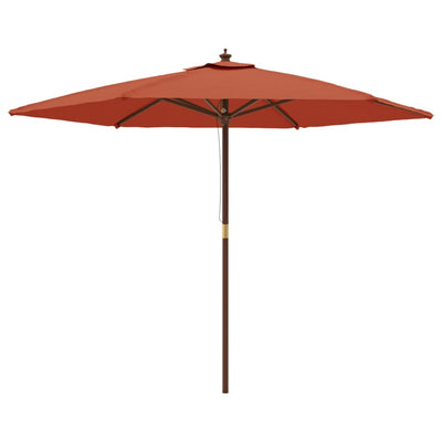 Vidaxl parasol avec poteau en bois 299x240 cm en terre cuite -colored