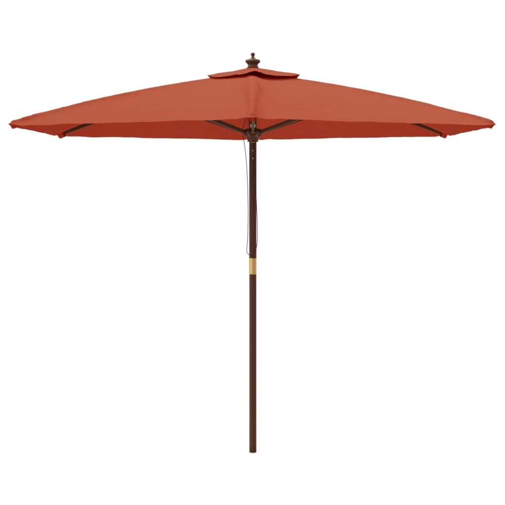 Vidaxl parasol avec poteau en bois 299x240 cm en terre cuite -colored