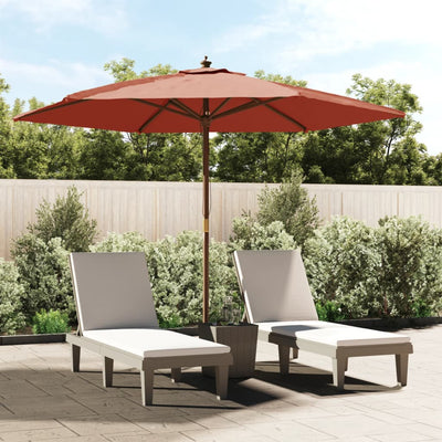 Vidaxl parasol avec poteau en bois 299x240 cm en terre cuite -colored