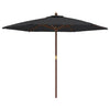 Parasol vidaxl avec poteau en bois 299x240 cm noir