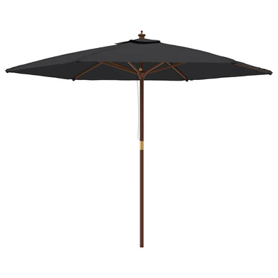 Parasol vidaxl avec poteau en bois 299x240 cm noir