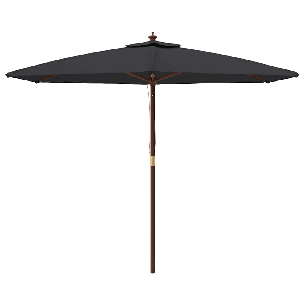 Parasol vidaxl avec poteau en bois 299x240 cm noir