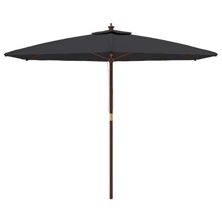 Parasol vidaxl avec poteau en bois 299x240 cm noir