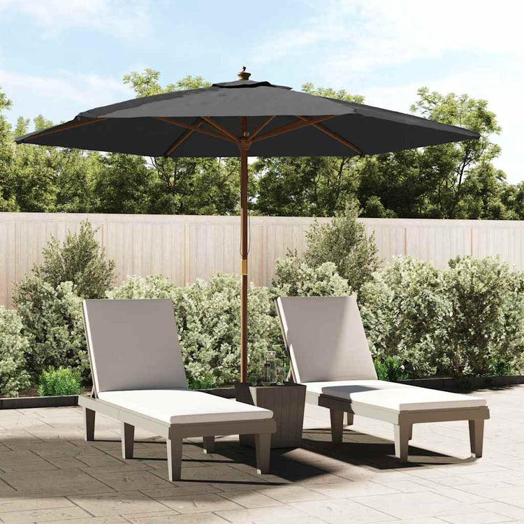 Parasol vidaxl avec poteau en bois 299x240 cm noir