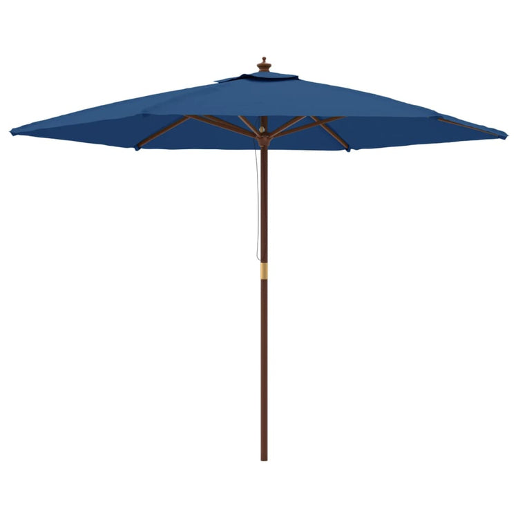 VidaXL parasol avec mât en bois 299x240 cm bleu azur