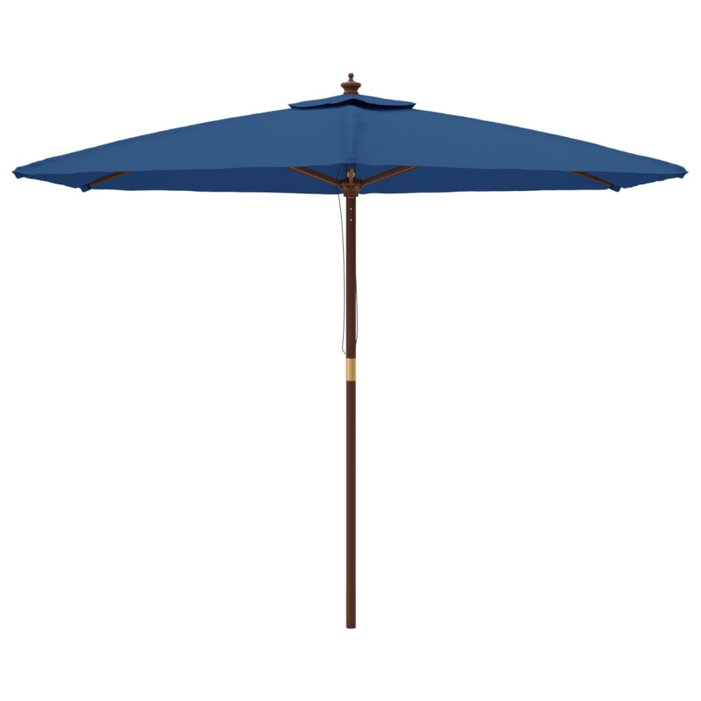 VidaXL parasol avec mât en bois 299x240 cm bleu azur