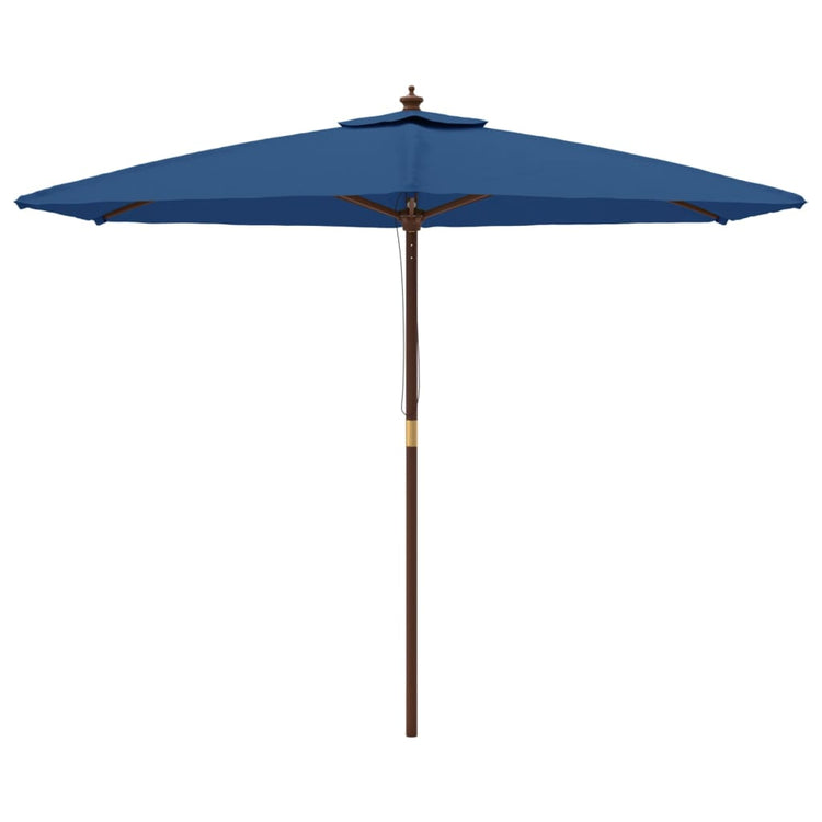 VidaXL parasol avec mât en bois 299x240 cm bleu azur