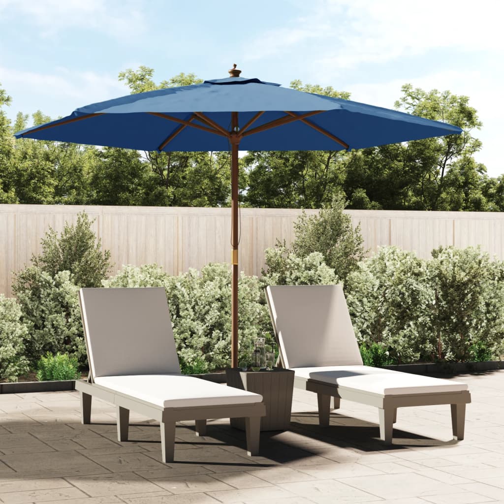 VidaXL parasol avec mât en bois 299x240 cm bleu azur