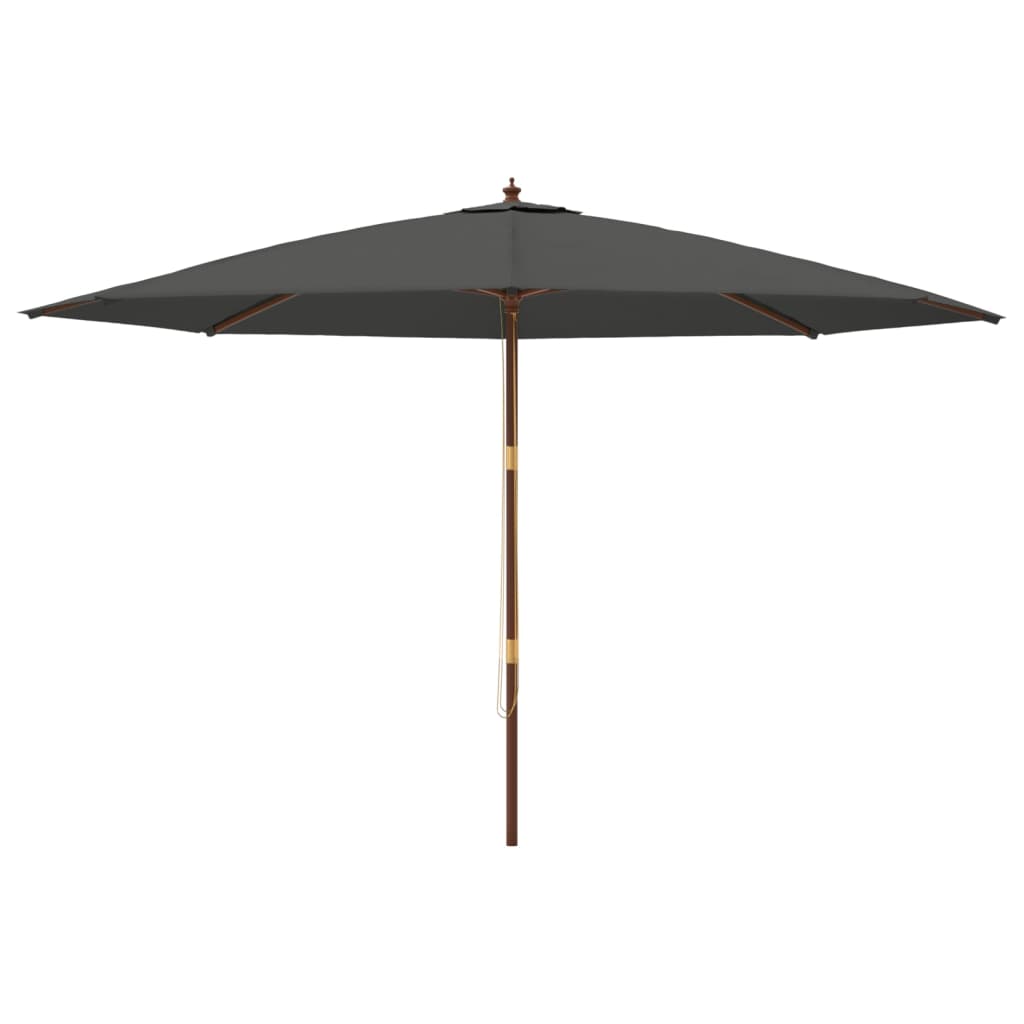 Parasol Vidaxl avec mât en bois 400x273 cm anthracite