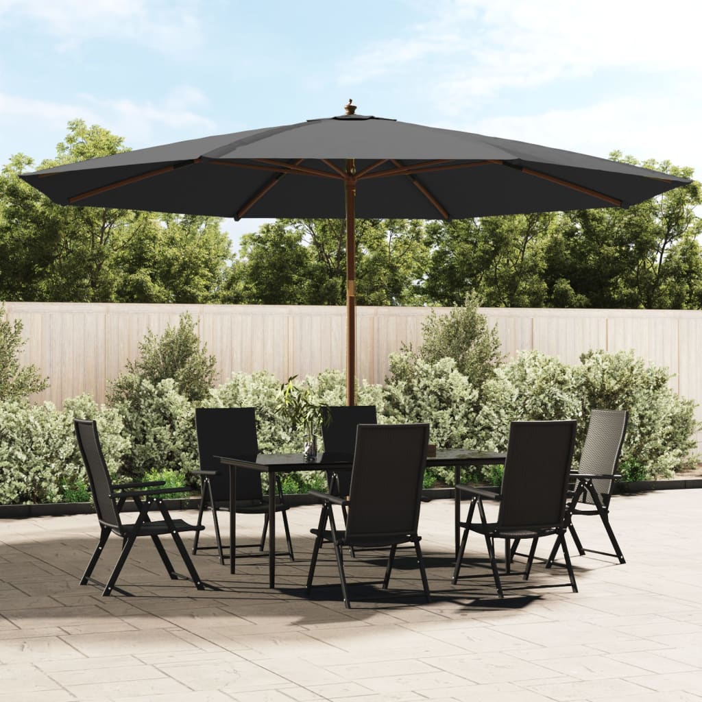 Parasol Vidaxl avec mât en bois 400x273 cm anthracite