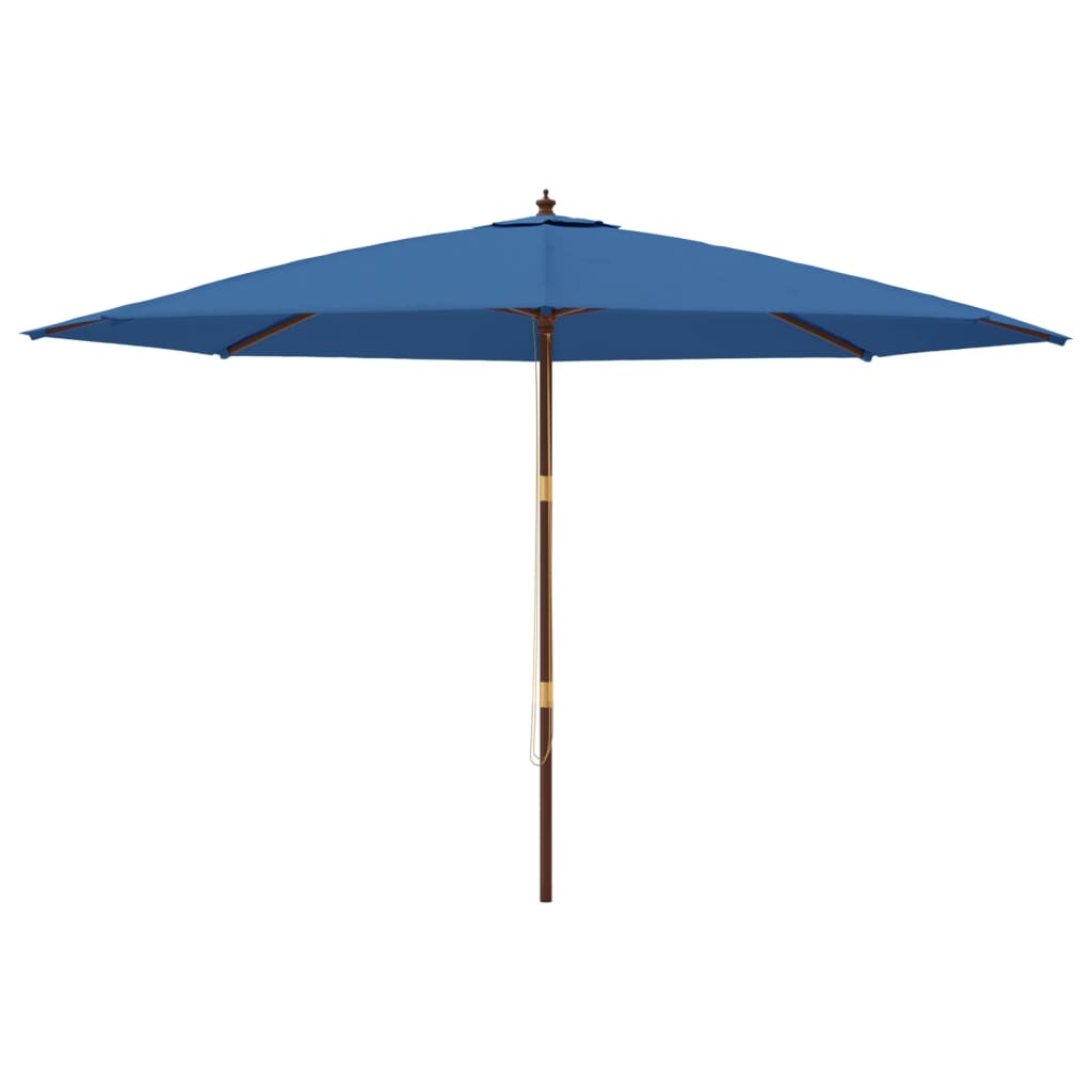 VidaXL parasol avec mât en bois 400x273 cm bleu azur
