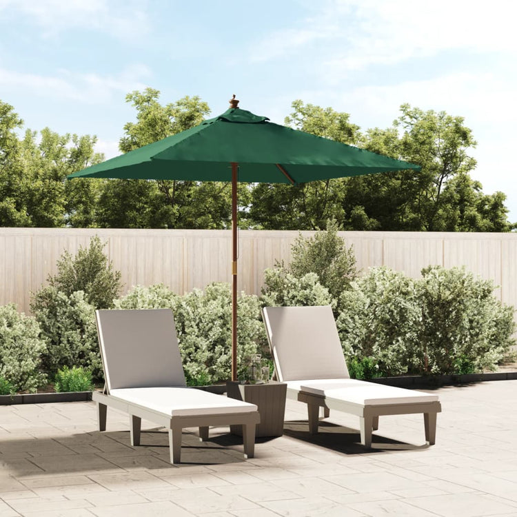 Vidaxl parasol avec poteau en bois 198x198x231 cm vert